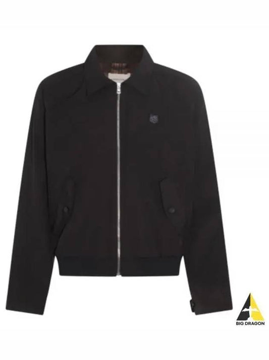 Harrington Technical Cotton Gabardine with Bold Fox Head Patch Jacket Black - MAISON KITSUNE - BALAAN 2