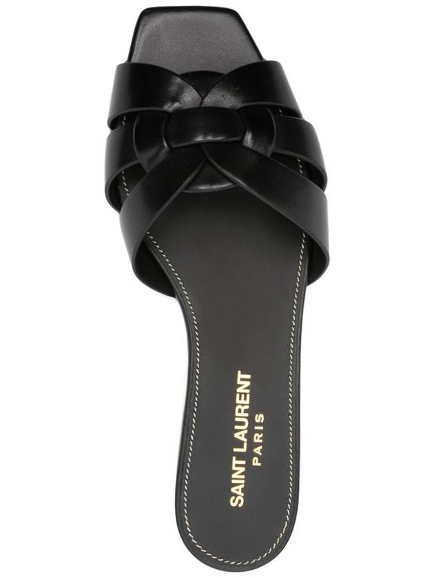 Tribute Smooth Leather Flat Mules Black - SAINT LAURENT - BALAAN 5