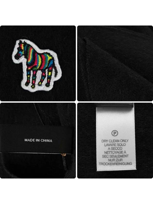 Zebra Logo Patch Wool Muffler Black - PAUL SMITH - BALAAN.