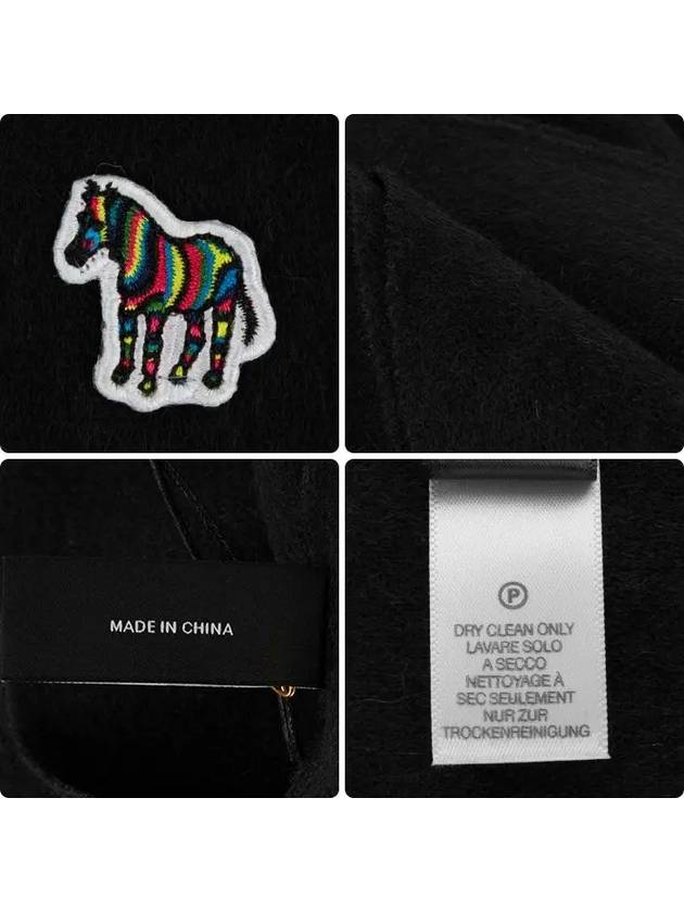 Zebra Logo Patch Wool Muffler Black - PAUL SMITH - BALAAN 6