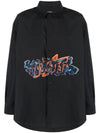 Embroidery Graffiti Logo Shirt Long Sleeve Shirt Black - OFF WHITE - BALAAN 1