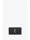 Cassandre Matelasse Large Flap Lambskin Long Wallet Black - SAINT LAURENT - BALAAN 2