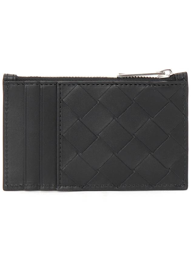 Intrecciato Zipper Leather Card Wallet Black - BOTTEGA VENETA - BALAAN 3