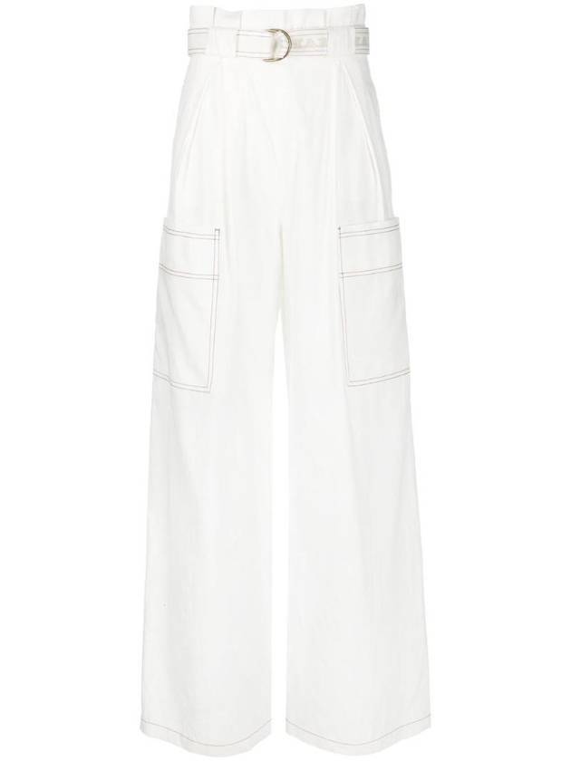 Women's Slogan Belted Track Pants White - MAX MARA - BALAAN 1