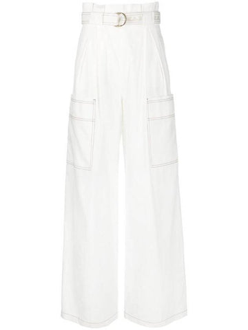 Women's Slogan Belted Track Pants White - MAX MARA - BALAAN 1