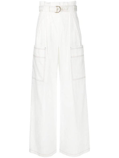 Women's Slogan Belted Track Pants White - MAX MARA - BALAAN 1