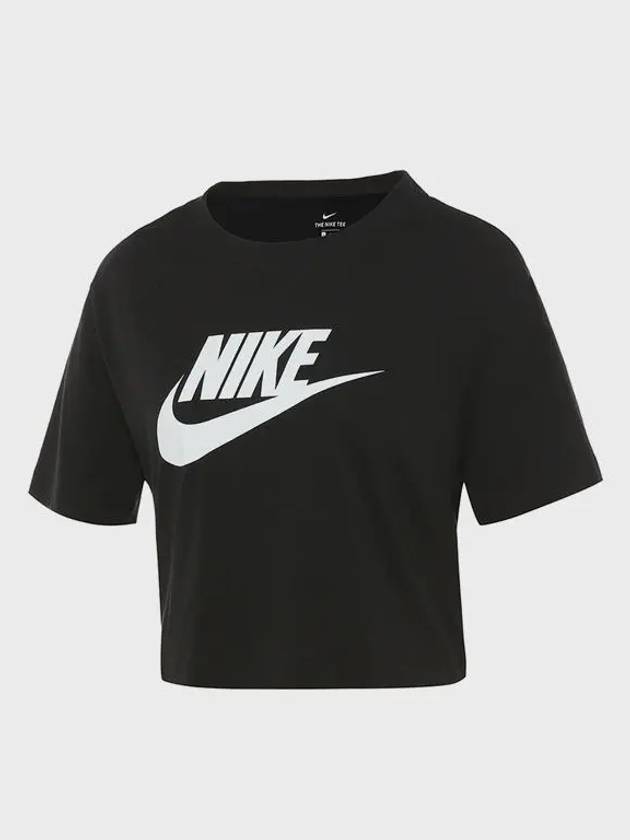 Sportswear Essential Crop Cotton Short Sleeve T-Shirt Black - NIKE - BALAAN 4