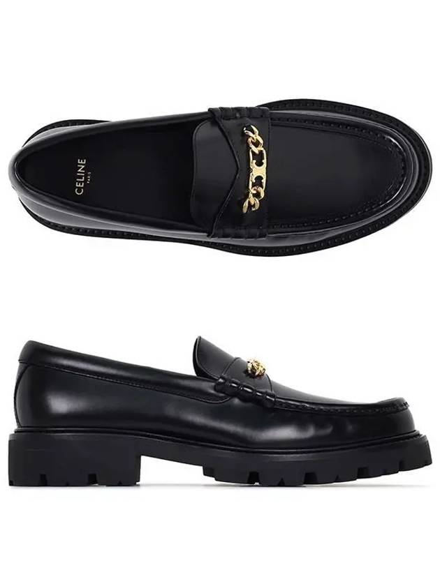 Triomphe Magaret Chain Chunky Leather Loafers Black - CELINE - BALAAN 2