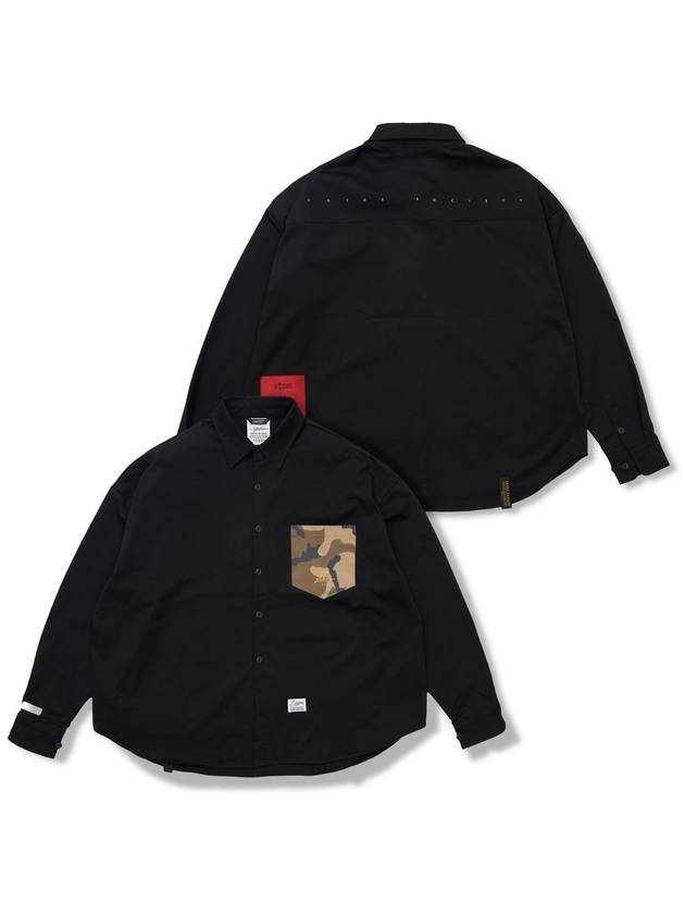 Twill Pocket Oversized Shirts Black - STIGMA - BALAAN 1