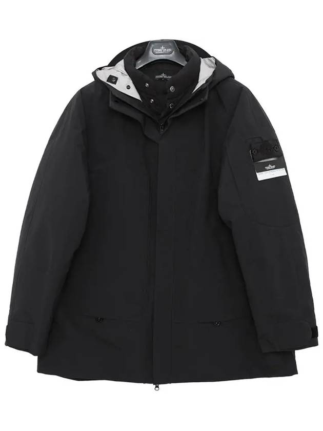 Men's Cocoon Logo Patch Parka Black - STONE ISLAND - BALAAN 5