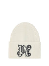 Monogram Logo Beanie White - PALM ANGELS - BALAAN 1