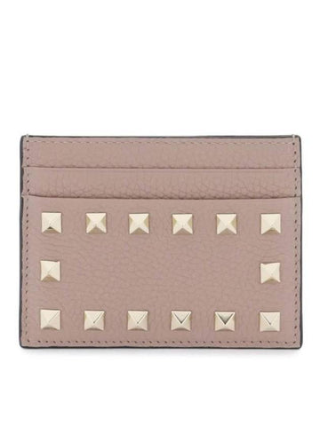 Logo Leather Card Holder Pink - VALENTINO - BALAAN 1