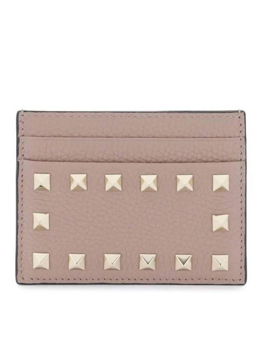 Logo Leather Card Holder Pink - VALENTINO - BALAAN 1