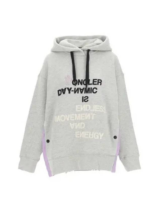 Grenoble Slogan Print Oversized Fleece Hoodie Grey - MONCLER - BALAAN 2