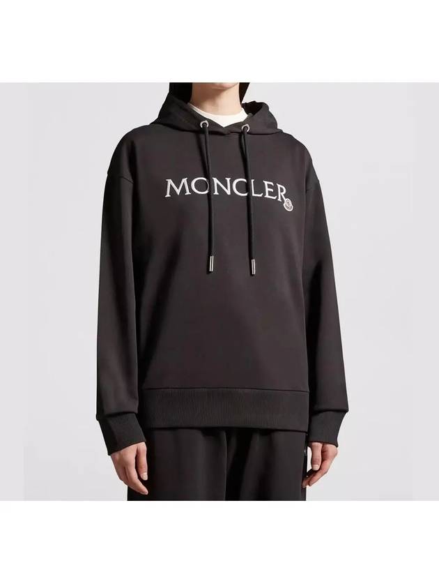 8G00019 89A1K 999 Lettering Logo Embroidery Black Hoodie - MONCLER - BALAAN 1