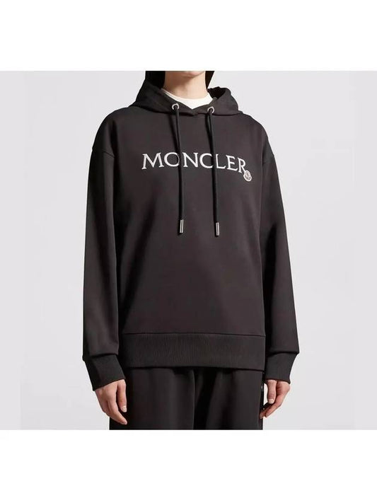 8G00019 89A1K 999 Lettering Logo Embroidery Black Hoodie - MONCLER - BALAAN 2