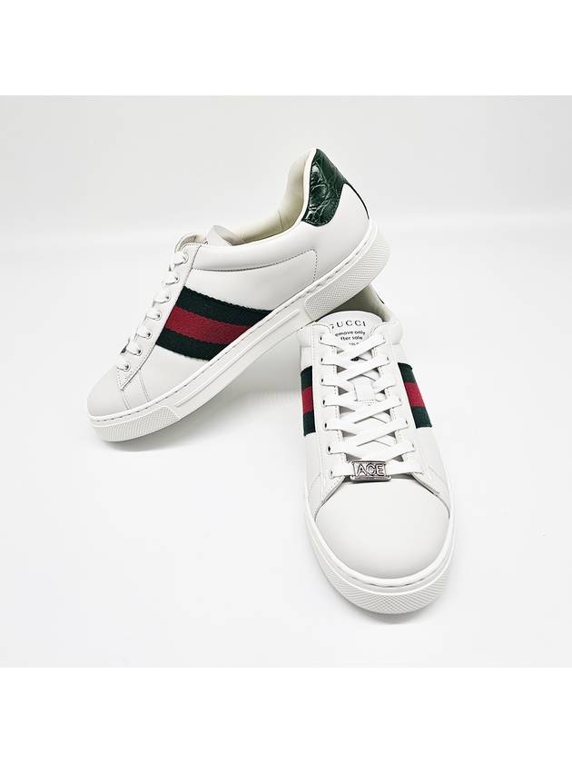 Ace Web Leather Low Top Sneakers White - GUCCI - BALAAN 4