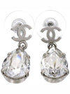 CC Logo Crystal Teardrop Earrings Silver - CHANEL - BALAAN 2