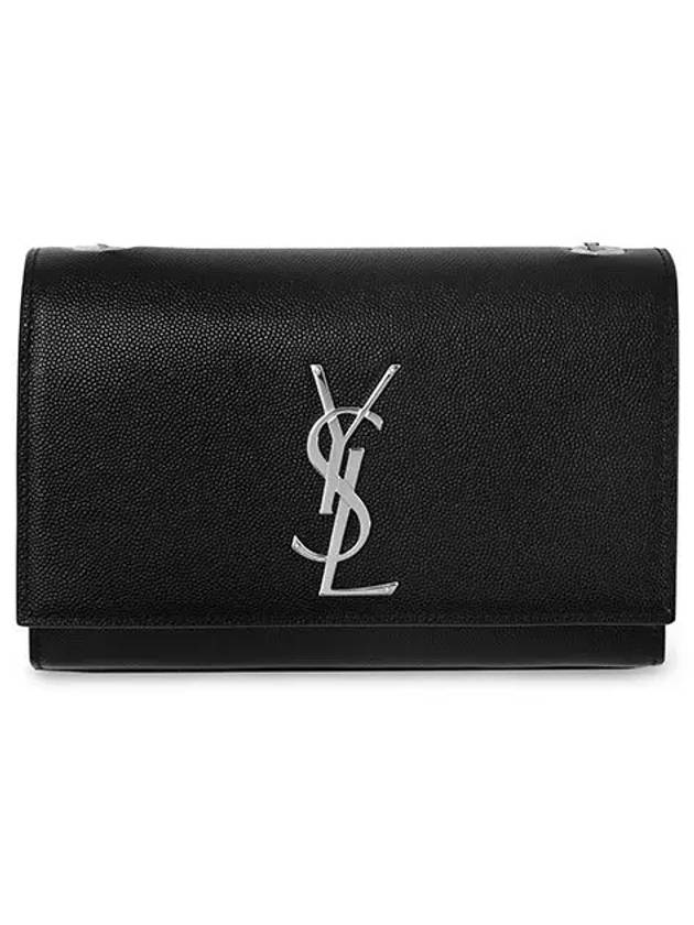 Kate Small Chain Bag In Grain de Poudre Leather Black - SAINT LAURENT - BALAAN 2