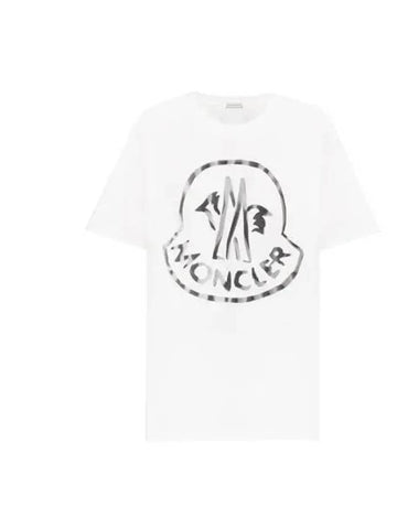 Big logo printing round loose fit short sleeve t-shirt white women short sleeve 195404 - MONCLER - BALAAN 1