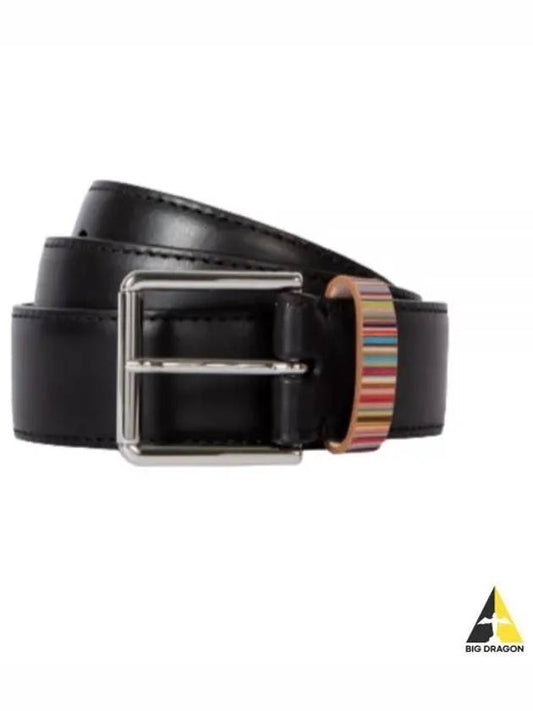 Signature Striped Leather Belt Black - PAUL SMITH - BALAAN 2