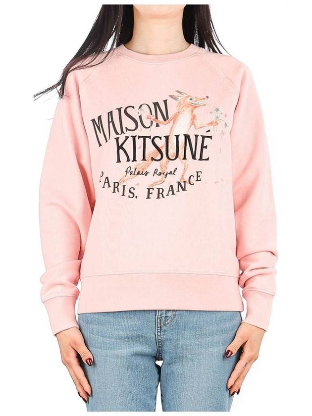 JW00363KM0001 SOFT PINK Women s Olly Flower Fox Sweatshirt - MAISON KITSUNE - BALAAN 1