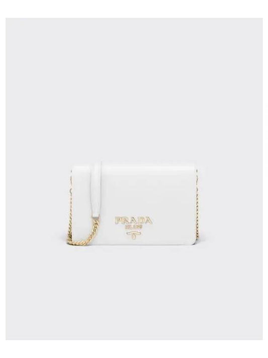 Saffiano Leather Metal Chain Mini Shoulder Bag White - PRADA - BALAAN 2