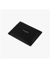 Embossed Logo Leather Card Wallet Black - SAINT LAURENT - BALAAN 6