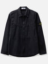 Wappen Patch Overshirt Zip Up Jacket Black - STONE ISLAND - BALAAN 5