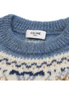 Triomphe Fair Isle Wool Knit Top Light Blue - CELINE - BALAAN 5