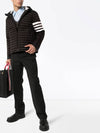 Matte Nylon 4-Bar Stripe Downfill Quilted Hoodie Padding Black - THOM BROWNE - BALAAN 4