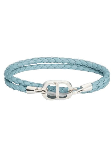 CD Icon Braided Leather Bracelet Blue - DIOR - BALAAN 1