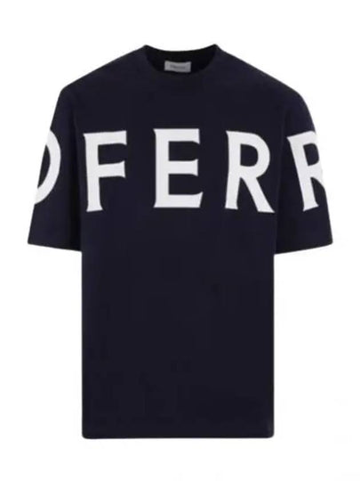 Big Logo Cotton Short Sleeve T-Shirt Navy - SALVATORE FERRAGAMO - BALAAN 2