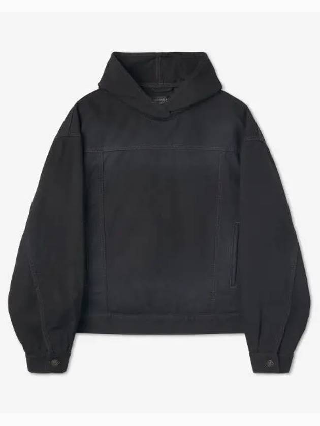 Matte Effect Denim Hooded Jacket Black - BALENCIAGA - BALAAN 2