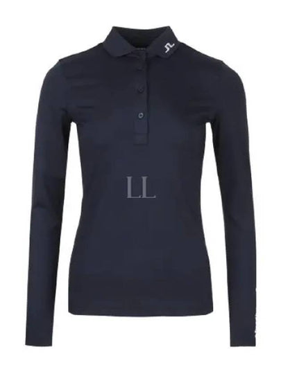 Women's Tour Tech Long Sleeve Polo Shirt Navy - J.LINDEBERG - BALAAN 2