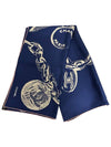 AA8335 Season Silk Square Scarf Navy TSSW - CHANEL - BALAAN 5