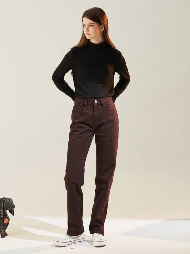 Slit Straight Color Jeans Burgundy - RYUL+WAI: - BALAAN 3