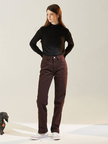 Slit Straight Color Jeans Burgundy - RYUL+WAI: - BALAAN 1