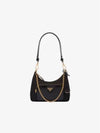 Re-Nylon Brushed Leather Mini Bag Black - PRADA - BALAAN 3