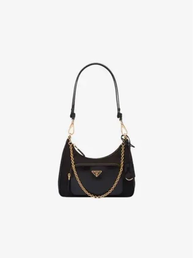 Re-Nylon Brushed Leather Mini Bag Black - PRADA - BALAAN 2