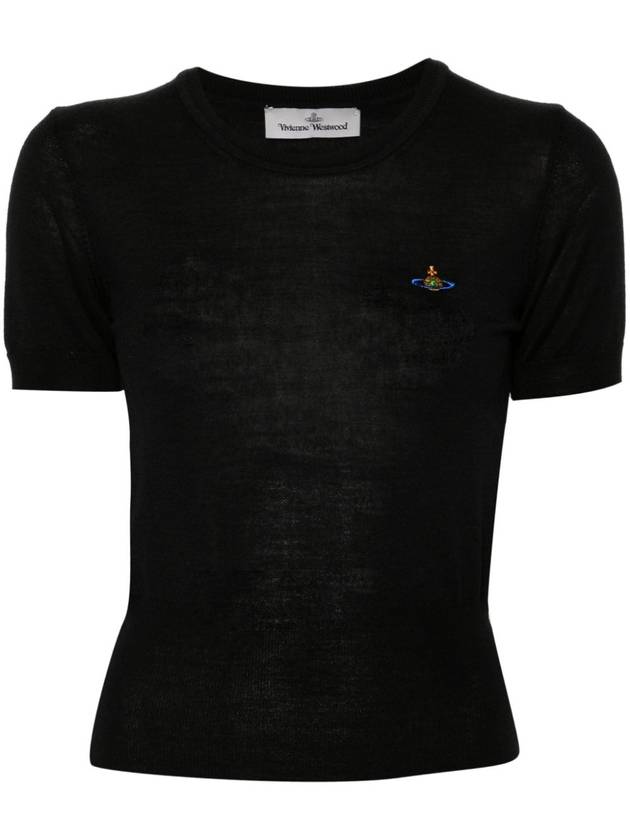 ORB Logo Short Sleeve Knit Top Black - VIVIENNE WESTWOOD - BALAAN 2