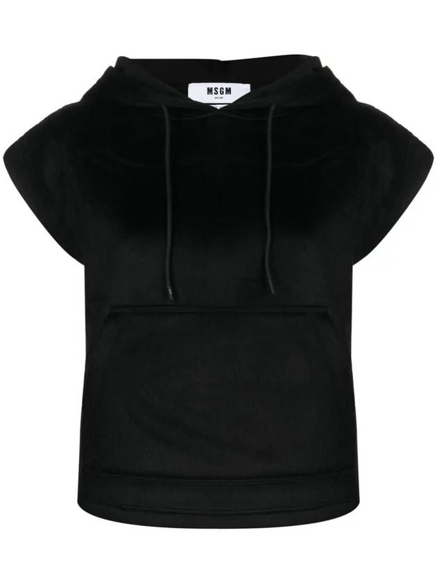 Msgm Cap-Sleeve Brushed-Effect Hoodie - MSGM - BALAAN 1