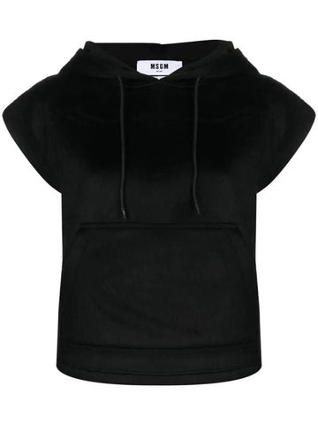 Msgm Cap-Sleeve Brushed-Effect Hoodie - MSGM - BALAAN 1