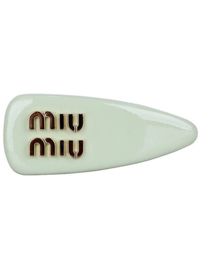 Logo Patent Leather Hair Clip Aqua - MIU MIU - BALAAN 2