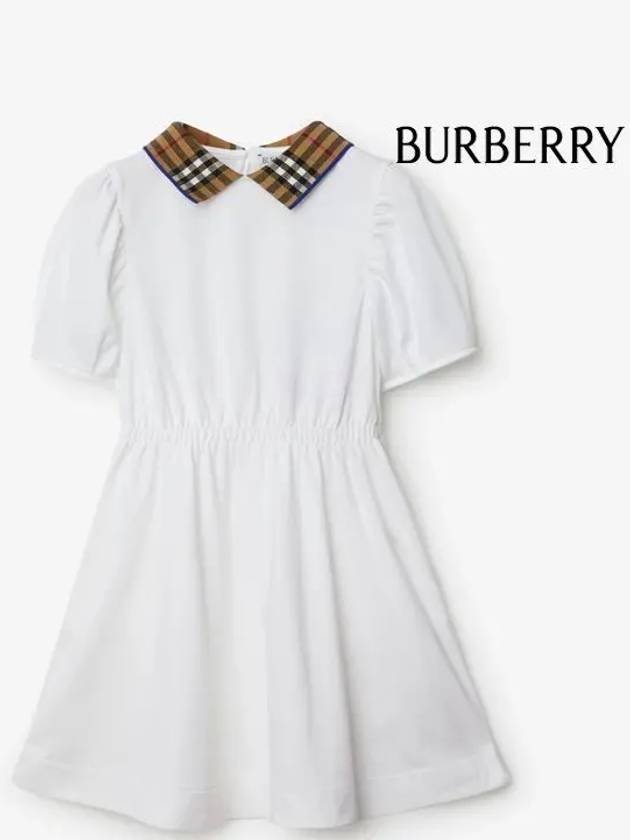 Kids Vintage Check Collar Dress White - BURBERRY - BALAAN 3