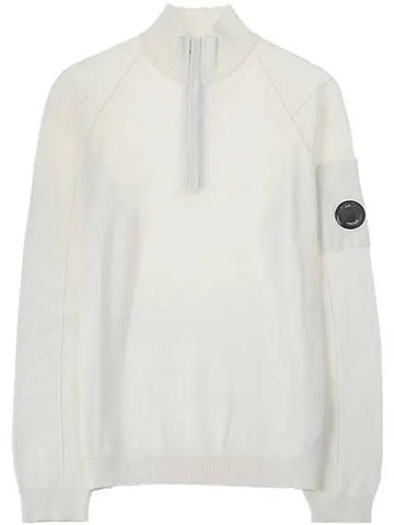 Lens Wappen Half Zip Knit Top White - CP COMPANY - BALAAN 1