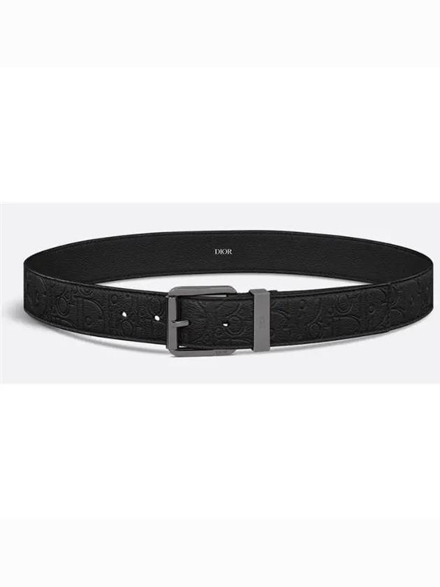 Oblique Embossed Gravity Leather Belt Black - DIOR - BALAAN 2