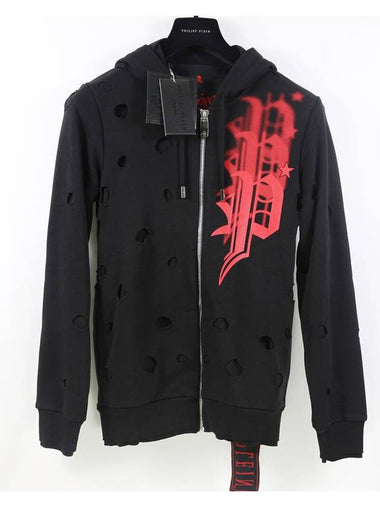 Men's Repeat Print Hooded Jacket Hooded Zipup Black F18C MJB0596 PJO002N - PHILIPP PLEIN - BALAAN 1