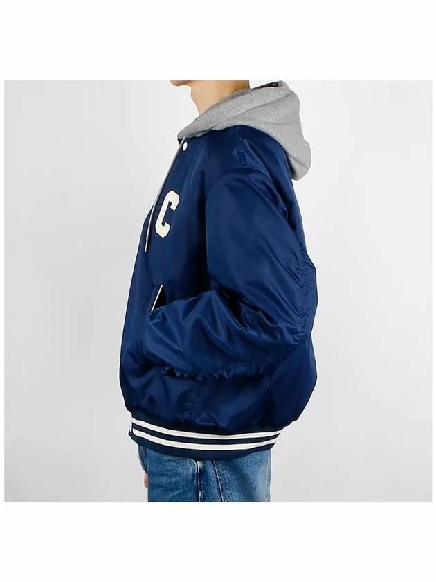 Oversized Teddy Nylon Hooded Jacket Navy - CELINE - BALAAN 4