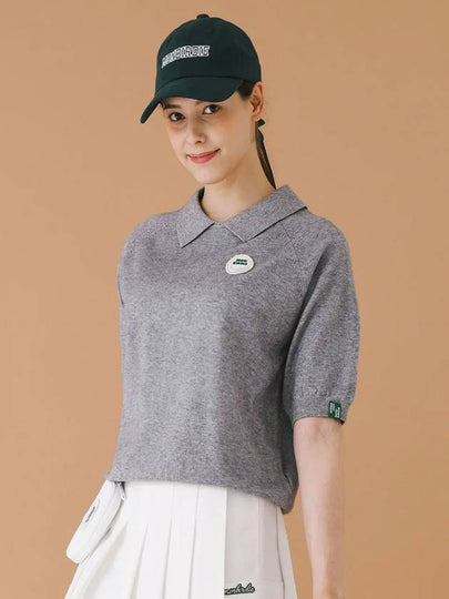 Wool touch collar neck short sleeve knit GRAY - MONBIRDIE GOLF - BALAAN 2